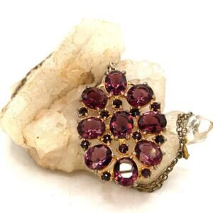 Amethyst Glass Cluster Pendant Necklace